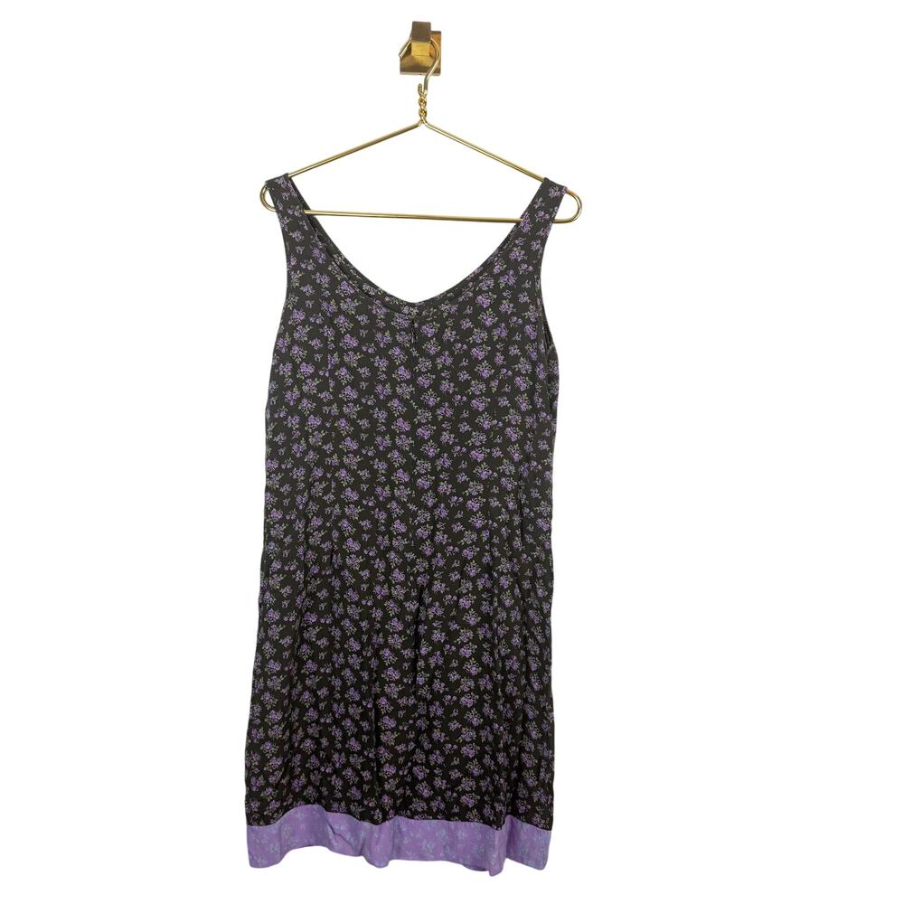 Vintage GAP Floral Slip Dress Brown Purple Sleeveless Shift Sz L